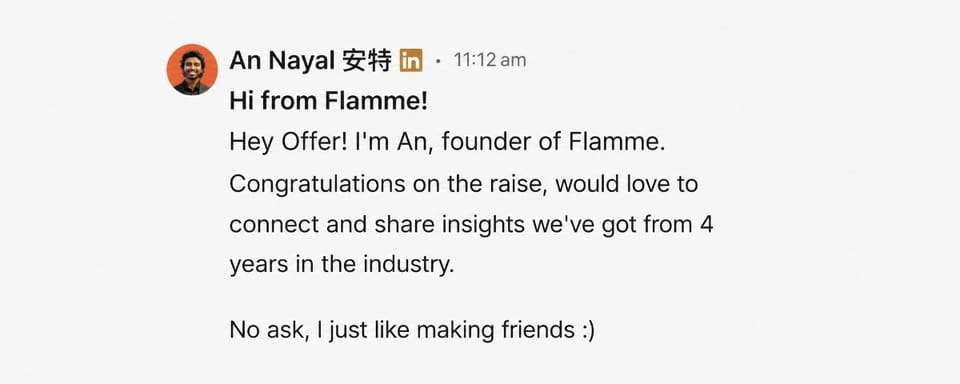 i sold my company because i sent a cold dm, with no ask